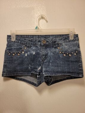 Denim Studded Distressed Women’s Shorts